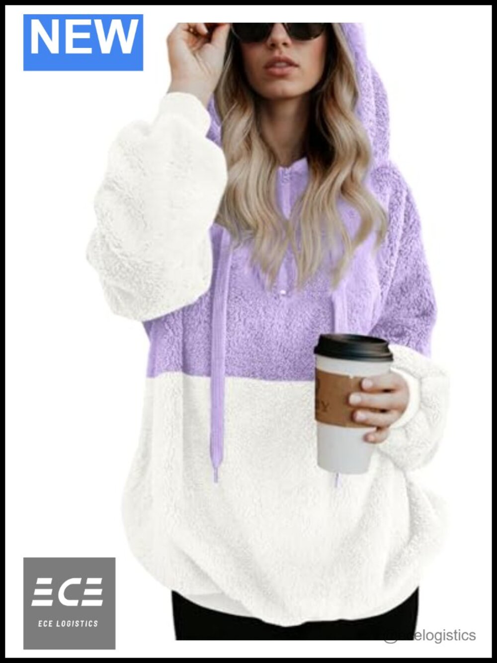 Womens Fleece Hoodie 1/4 Zip Fuzzy Warm Pullover Sweatshirt
